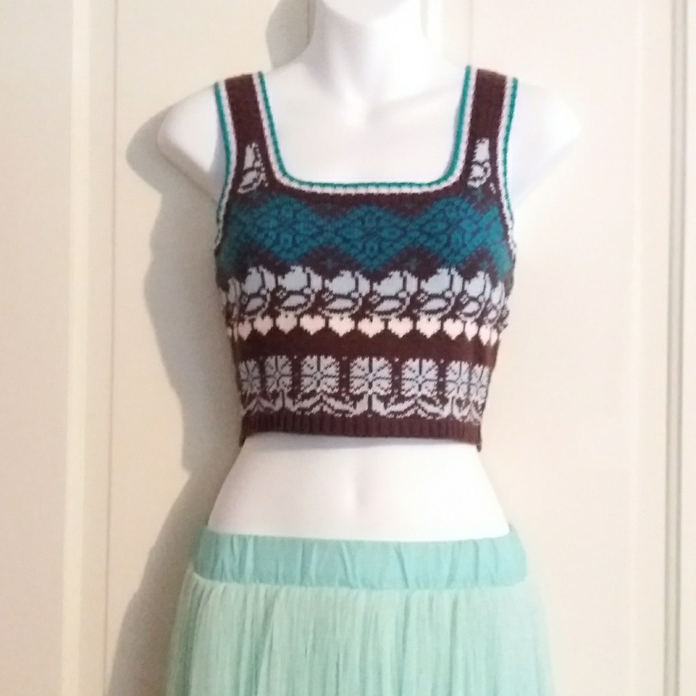 Moda International Cropped Multi Color Sweater